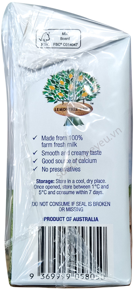 Sữa tươi nguyên kem Lemontree Dairy nhập khẩu Úc hộp 200ml