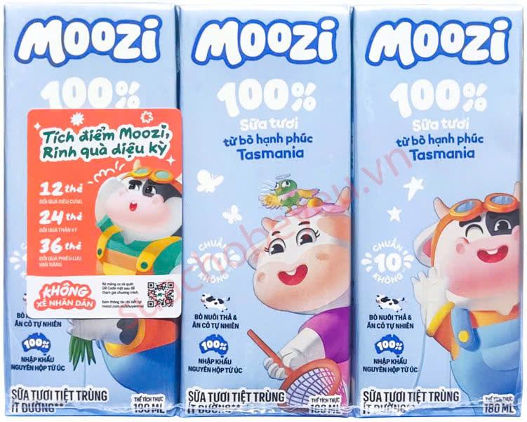 Sữa tươi moozi úc ít đường hộp 180ml