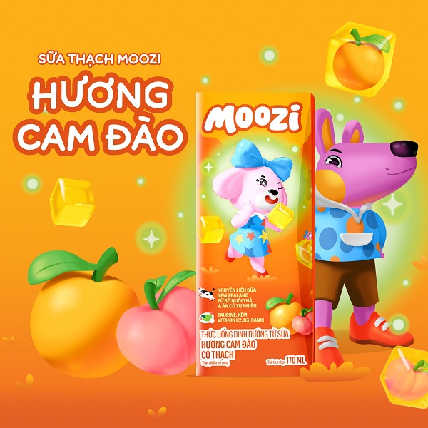Thùng sữa tươi thạch Moozi hương cam đào hộp 170ml