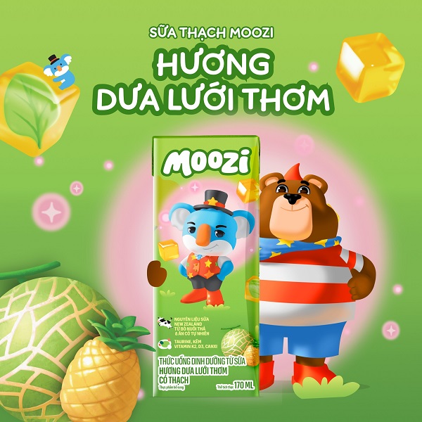 Thùng sữa tươi thạch Moozi hương dưa lưới hộp 170ml