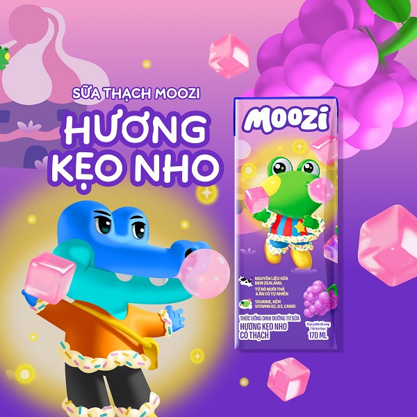Thùng sữa tươi thạch Moozi hương kẹo nho hộp 170ml
