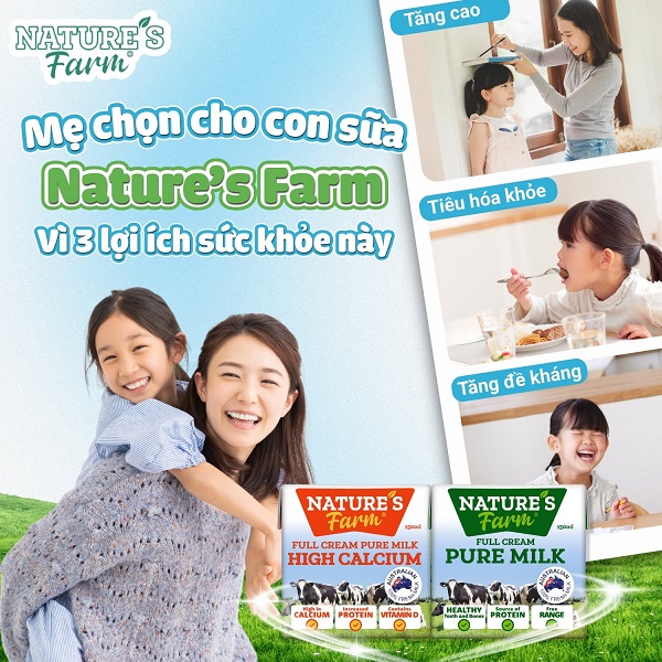Thùng sữa tươi bổ sung canxi Nature's Farm Úc hộp 150ml