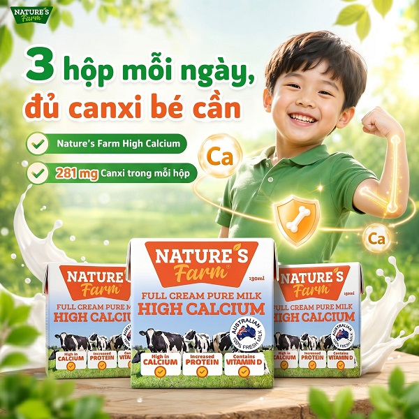 Thùng sữa tươi bổ sung canxi Nature's Farm Úc hộp 150ml