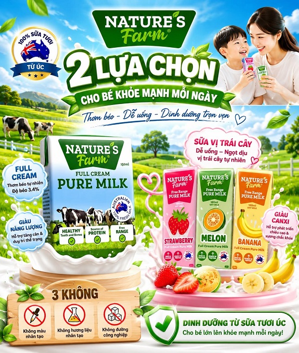 Thùng Sữa tươi Úc nguyên kem vị dâu Nature's Farm hộp 180ml