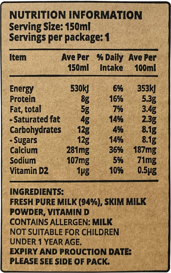 Sữa tươi Nature's Farm High Calcium hộp 150ml nhập khẩu Úc