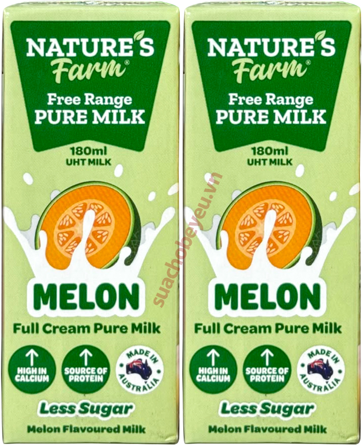 Thùng Sữa tươi Úc nguyên kem vị dưa lưới Nature's Farm hộp 180ml
