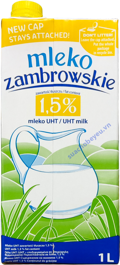 Sữa tươi Mleko Zambrowskie Ít béo hộp 1 Lít