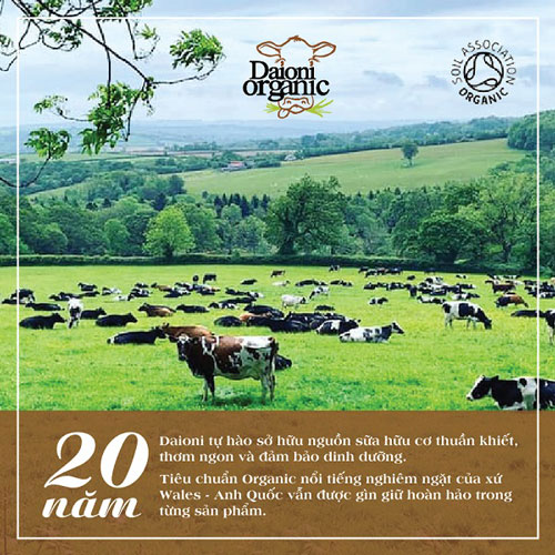 Sữa tươi hữu cơ Daioni Organic ít béo hộp 1 Lít