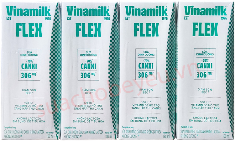 Sữa tiệt trùng Vinamilk Flex không Lactose hộp 180ml