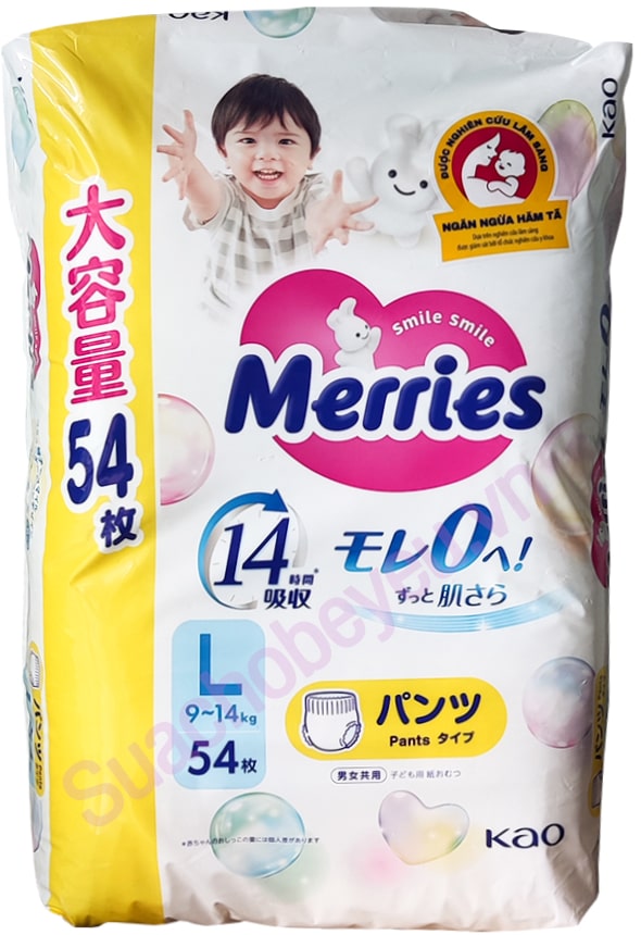 Tã Quần Merries jumpo L 54 miếng cho trẻ 9-14kg