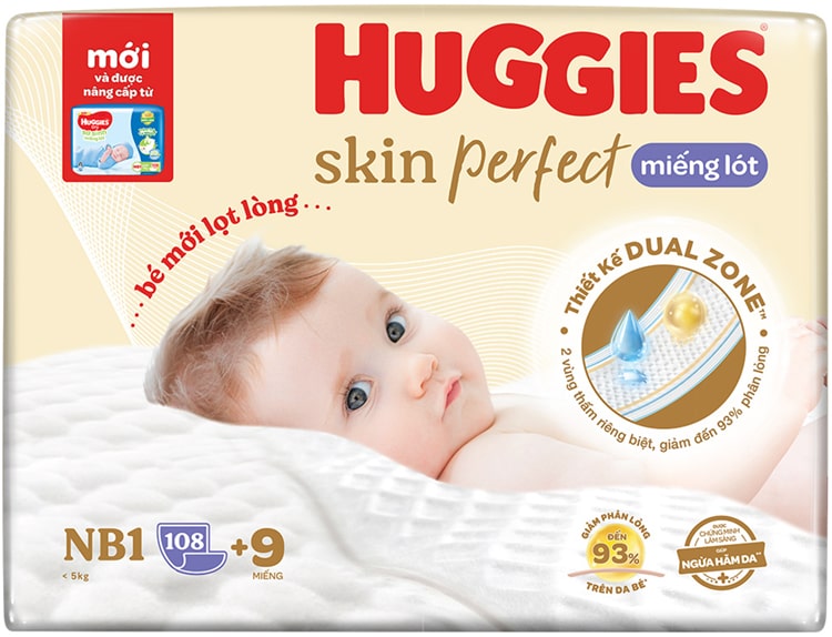 Miếng lót sơ sinh Huggies Newborn 1, 108 +9 miếng