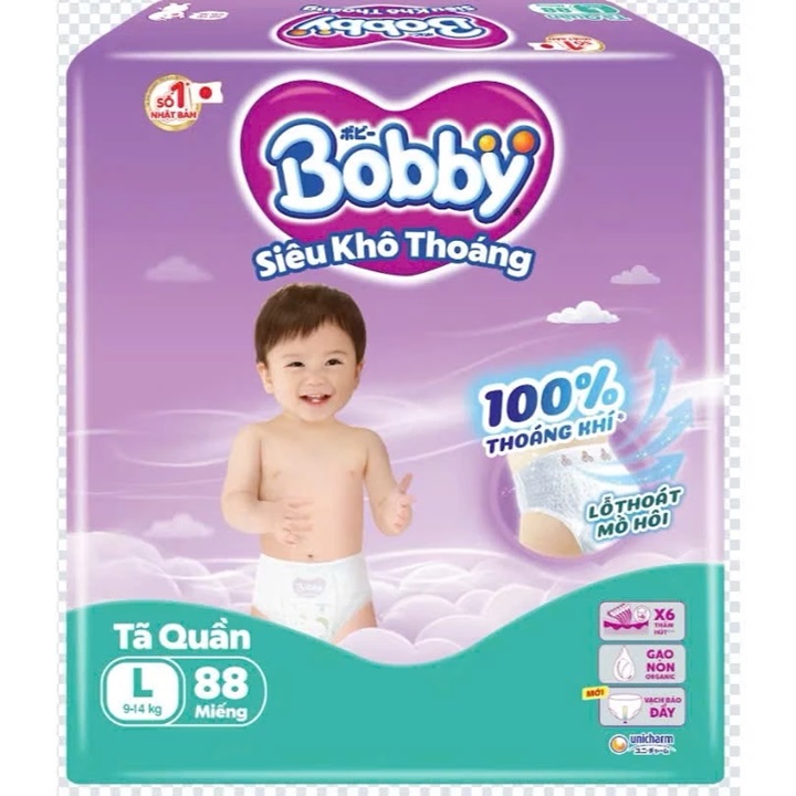 Tã quần Bobby size L 88 miếng cho trẻ 9-14kg