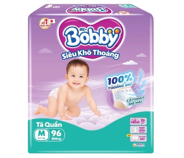 Tã quần Bobby size M 96 miếng cho trẻ 6-11kg