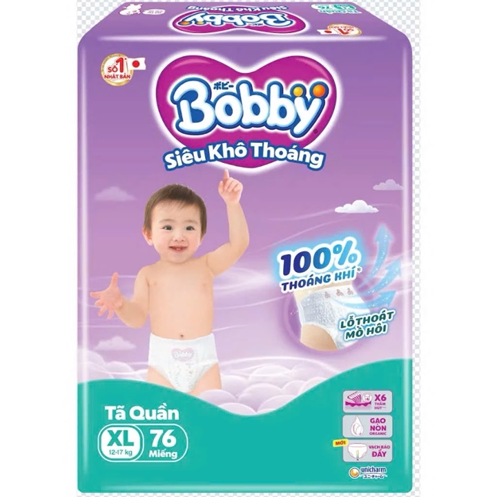 Tã quần Bobby size XL 76 miếng, cho trẻ 12-17kg