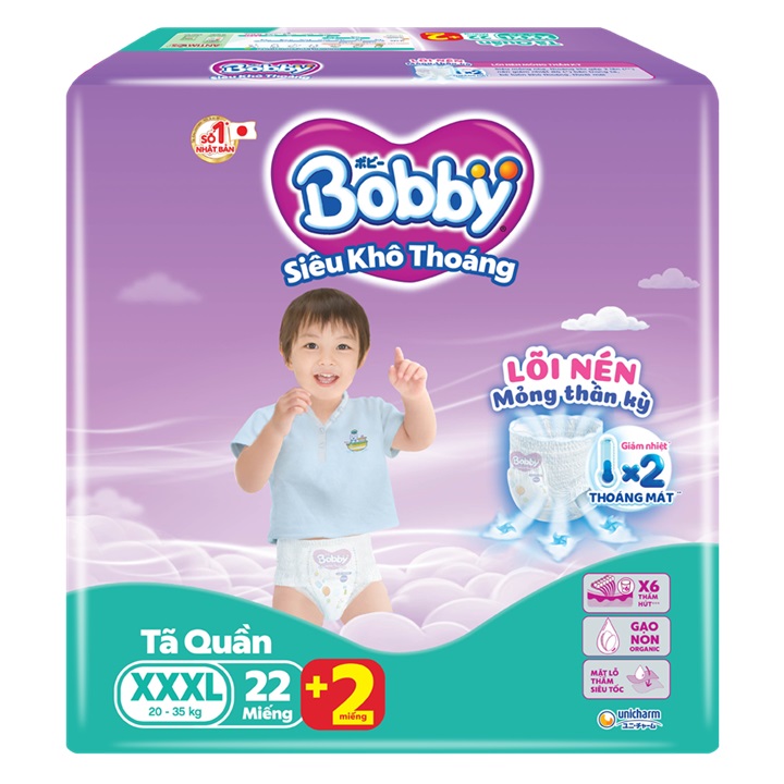 tã quần bobby size xxxl 22 miếng cho trẻ từ 20-35kg